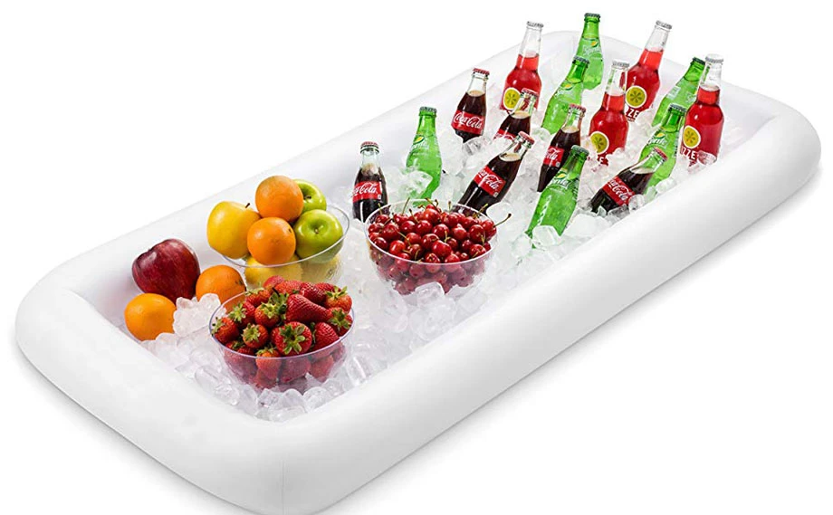 Inflatable tray for drinks and food