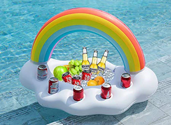Rainbow shaped cooler with cup holder