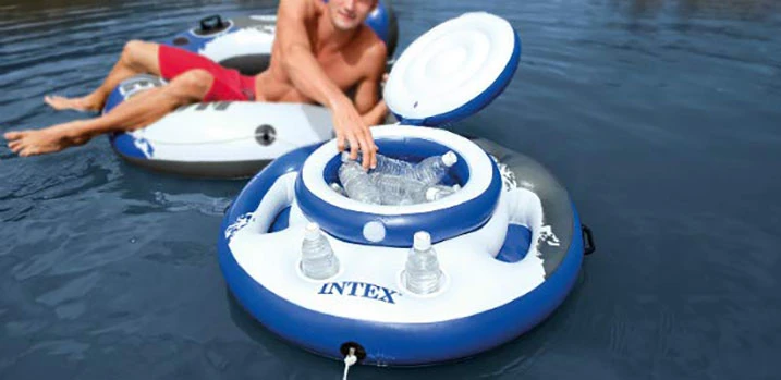 Floating cooler with lid
